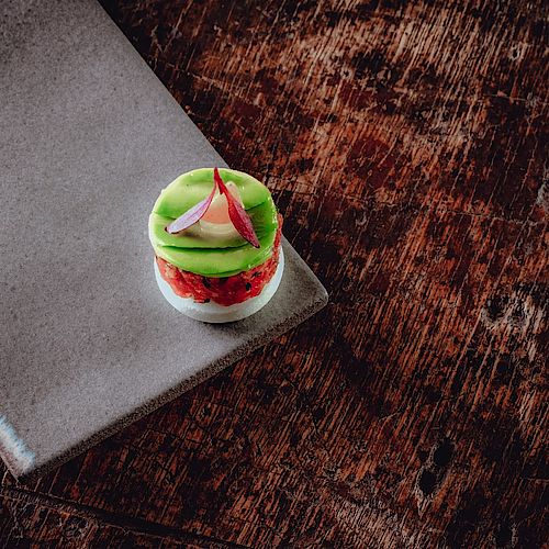 What a way to start off our degustation menu. Our little Snack Lime Macaron, with Wagyu Tatar & Gochujang . 📸:...